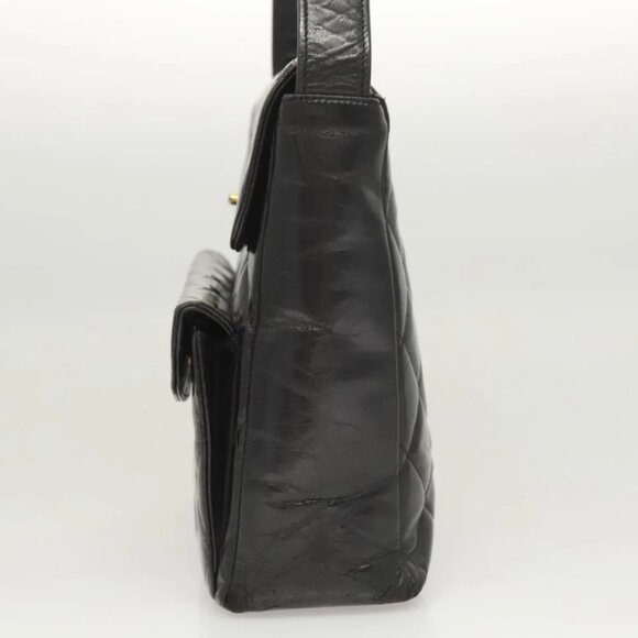 CHANEL Matelasse Chain Shoulder Bag Enamel Black Gold CC Auth 126363 - Picture 7 of 15